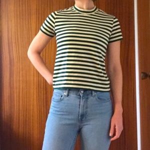 Tradlands striped short sleeve mock neck shirt - XXS